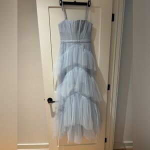 BCBG Oly Tiered Ruffle Tulle Gown Dress
